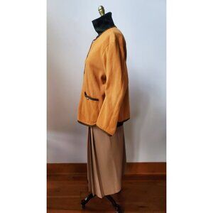 80's Hai Sporting Gear Tangerine Oversized Orange Fleece Varsity Jacket M